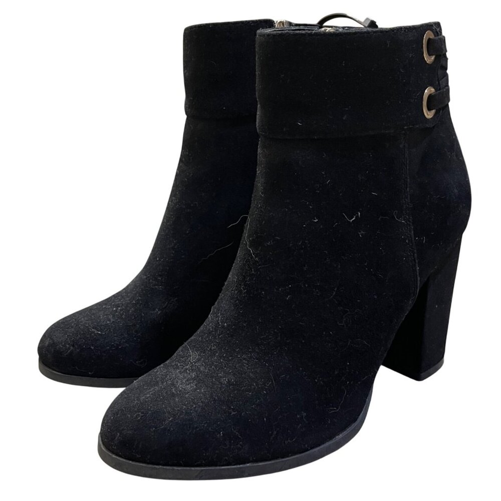 Michael Shannon Suede Bootie Black 7.5 Size Zip Ankle Leather Upper